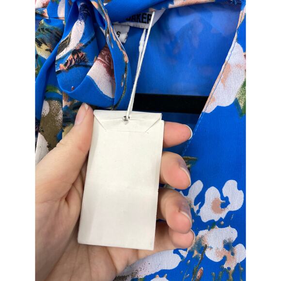 Walter Baker Dress Womens 6 Sommer Knee Length Floral Blue Chiffon NWT - Picture 6 of 7